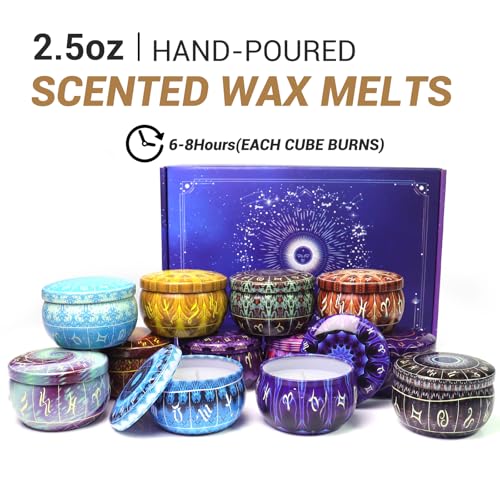 Zodiac Scented Candles Gift Set, 12 Pack Travel Size Soy Wax Aromatherapy Candles with Essential Oils, Astrology Constella...