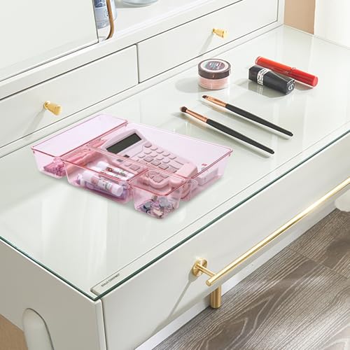 Trotianingyu Kitchen Desk Drawer Organizers Storage for Office, Small Acrylic Vanity Trays Makeup Organizer for Drawer Bat...