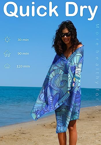 Thin Lightweight Microfiber Beach Towel Sand Free Quick Dry Absorbent Compact Towels for Swimming Pool Camping Beach Acces...