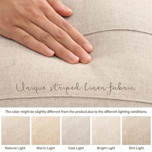 Decorative Linen Throw Pillow Covers 18x18 Set of 2 Solid handcrafted Striped Cushion Covers for Bed Soft Modern Farmhouse...