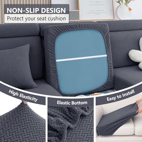 hyha Waterproof Couch Cushion Covers, Stretch Magic Sofa Covers Washable, Thick Jacquard Fabric, Waterproof Sofa Couch Cov...