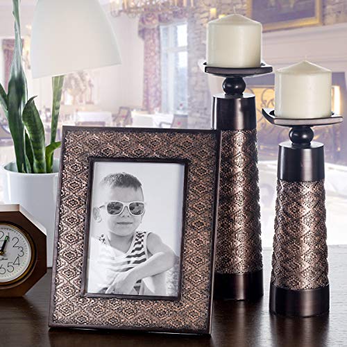 Creative Scents Dublin Brown Pillar Candle Holder Set of 2 - Home Decor Aesthetic, Coffee Table Decor Mantel Centerpieces ...