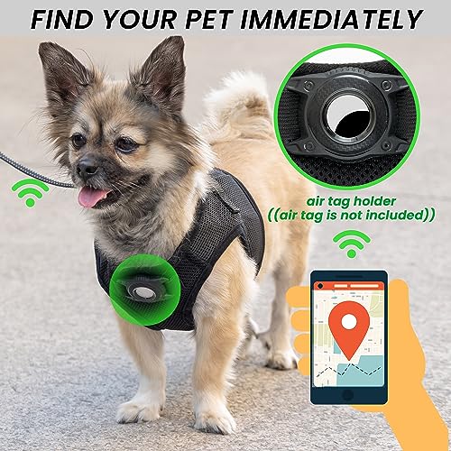 JVVGPET Dog Harness with Airtag Holder for Small Dogs, Puppy, Cats - No Pull Step in Small Dog Harness and Reflective Dog ...