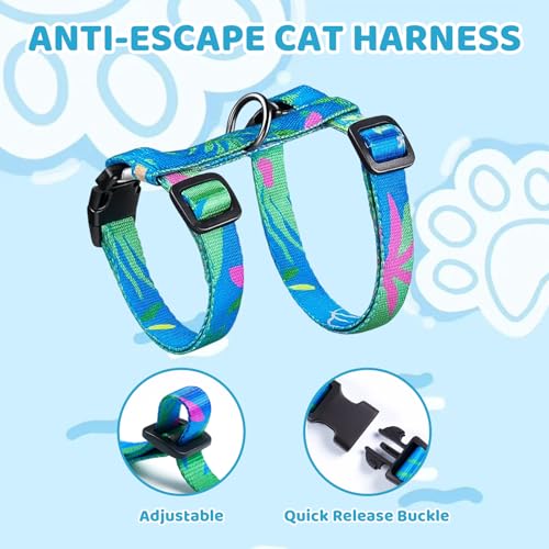 1 Set Cat Harness and Leash, Adjustable Escape Proof Cat Harness, Comfortable Soft Lightweight Design for Daily Walks and ...