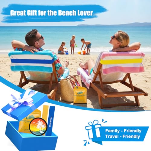Exqusdy 2 in 1 Sand Remover for Beach + Elastic Towel Bands for Cruise Chair – Powder Puff with Talc-Free Formula, Windpro...