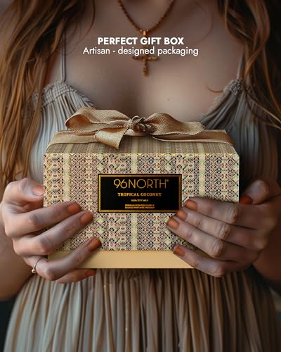 96NORTH Luxury Coconut Soy Candle | Large 3 Wick Jar Candle | Up to 50 Hours Burning Time | Tropical Beach Scented Candles...