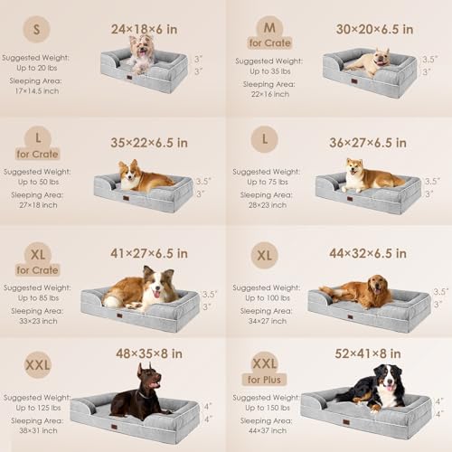 EHEYCIGA Orthopedic Dog Beds for Extra Large Dogs 44x32Inch, Waterproof Memory Foam XL Pet Bed with Sides, Non-Slip and Eg...