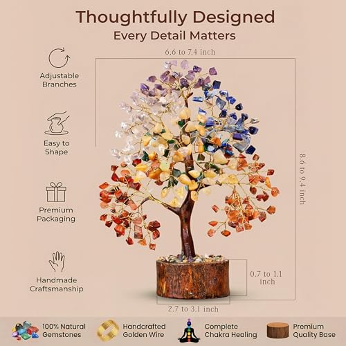 Chakra Tree of Life Birthday Gifts for Women, Sister, Friends, Handcrafted Healing Crystal Tree Bring Money, Luck to Home ...