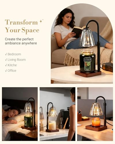 Marycele Black Candle Warmer Lamp with Timer & Dimmer Adjustable Height for Candle Jars, Mothers Day Gifts for Mom Birthda...
