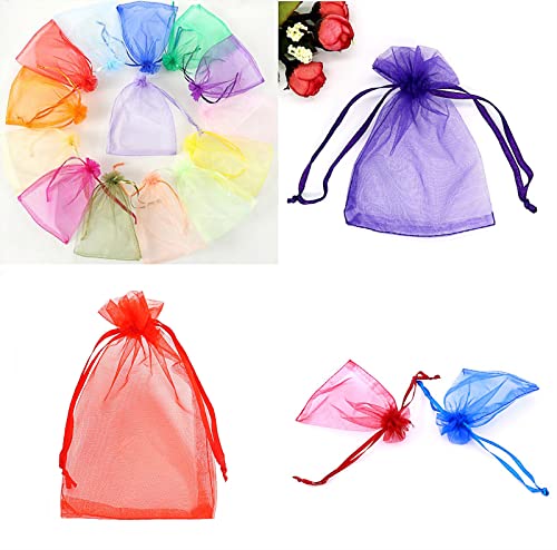 Organza Bags 100Pcs 4x4.72 inch, Drawstring Organza Jewelry Pouches Wedding Party Christmas Favor Gift Bags, for Festival,...