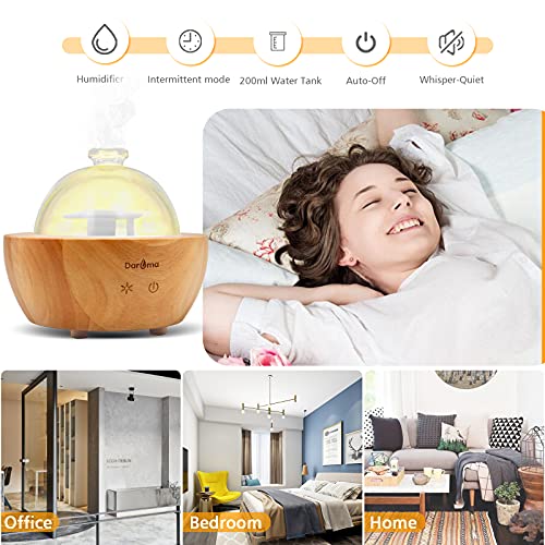 2025 Upgraded Remote Handmade Glass & Real Wood Essential Oil Diffuser, Aromatherapy Diffuser, 200ml Aroma Humidifier, Coo...