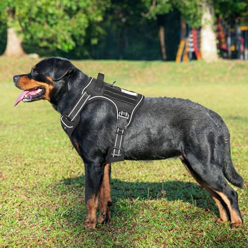 Beebiepet Heavy Duty Tactical Dog Harness for Large Dogs, No Pull Adjustable Pet Harness Reflective Service Training Easy ...