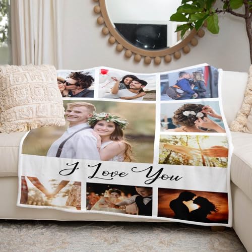 inkArts Personalized Anniversary Couple Gifts for for Her & Him, Custom Blanket with Photo, Personalized Photo Blanket, Cu...