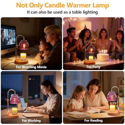 Candle Warmer Lamp with Timer and Dimmer 4-Level Dimmable Flower Light Heat Lamp for Jar Candles Adjustable Height Modern ...