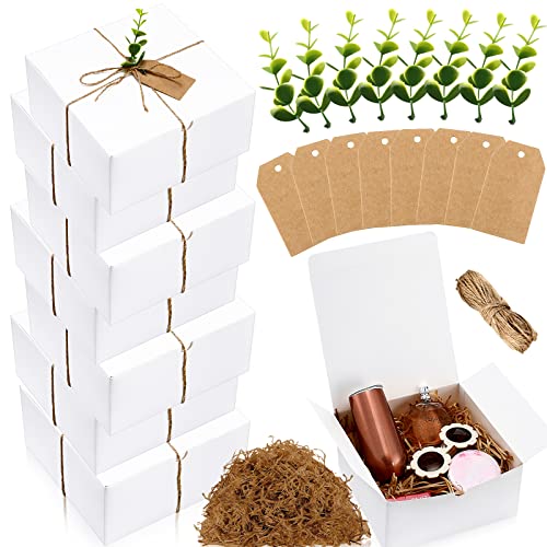 Crtiin 8 Pack Gift Boxes Set 8 x 8 x 4 Inch White Paper Bridesmaid Proposal Gifts Box with Lids for Presents Wedding Brida...