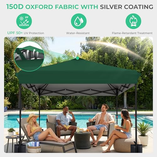JEAREY 10x10 Pop Up Canopy Tent, Heavy Duty Outdoor Canopy with 1-Push Instant Setup, Commercial Tent with Roller Bag, 4 S...