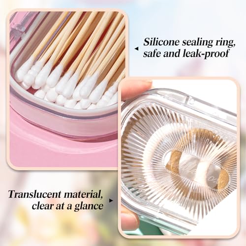 Kigley 4 Pcs Hair Tie Container Small Portable Travel Cotton Swab Holder Flosser Dispenser with Lid Plastic Box Beads Stor...