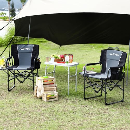 GarveeLife Oversized Directors Camping Chair, Portable Folding Chair for Adults Support 400 lbs, Heavy Duty Lawn Chair wit...