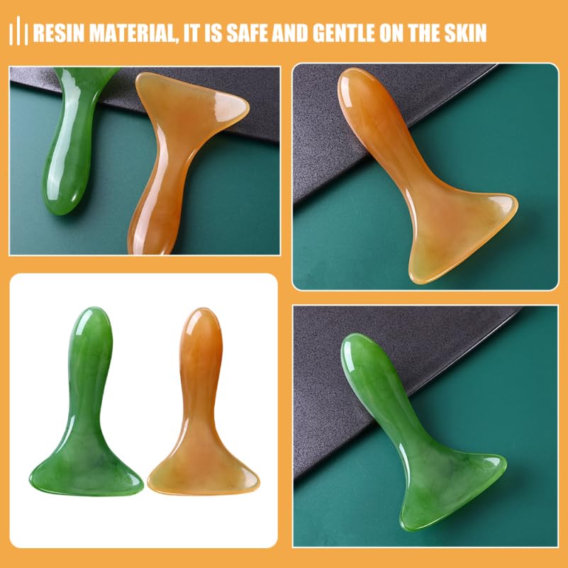 Nolitoy 2Pcs Resin Gua Sha Scrape Shovel Set for Full Body Use Curved Edge Massage Tool for Meridian Health in Assorted Co...