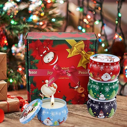 Christmas Scented Candles Gifts for Women 4 Pack, 4.4 oz Soy Aromatherapy Candles for Home Scented Decoration, Long Lastin...