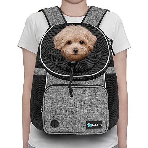 PetAmi Dog Front Carrier Backpack, Adjustable Dog Pet Cat Chest Carrier Backpack, Ventilated Dog Carrier for Hiking Campin...