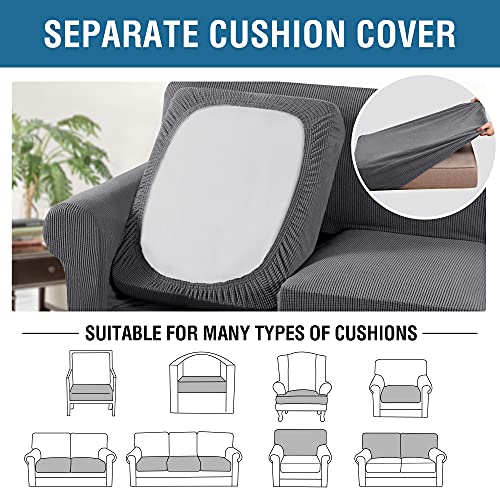 H.VERSAILTEX 3 Piece Stretch Sofa Covers for 2 Cushion Loveseat Couch Covers for Living Room Furniture Cover (Base Cover P...