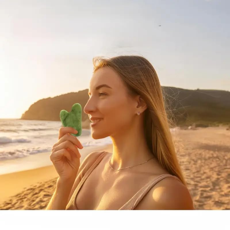 Gua Sha Facial Tool for Self Care, Natural Jade StoneGuasha Tool for Face and Body Care, Beauty Tool GIF