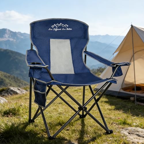 SAILARY Camping Chairs for Adults Heavy Duty 400lbs Capacity, 2 Pack Folding Chair with Large Anti-Sink Feet & Cup Holder,...