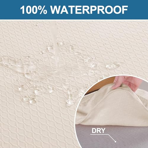 Smiry Waterproof Seat Covers for Dining Room Chairs Set of 4, Stretch Jacquard Removable Washable Chair Seat Slipcovers Pr...