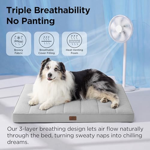 Bedsure Orthopedic Cooling Dog Bed for Crate - 41x29 Inches Extra Large Comfy Breathable Summer Beds with Removable Washab...
