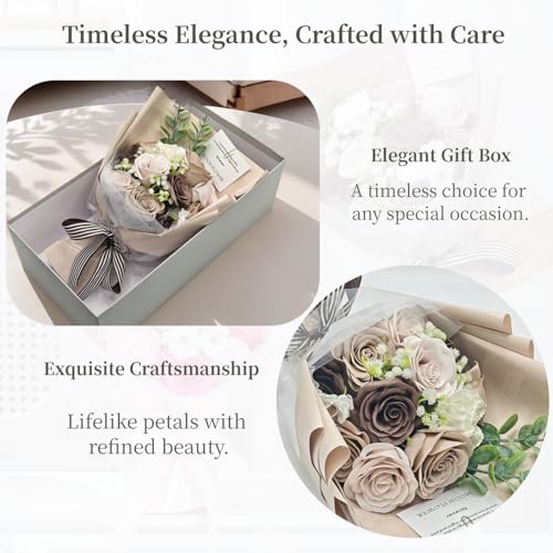 MEJARDIN Soap Flower Bouquet, Elegant Artificial Flowers Bouquet in Luxury Gift Box with Greeting Card, Romantic Long Last...
