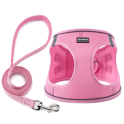 BOOMIBOO Dog Harness with Leash Set, No Pull Adjustable Reflective Step-in Puppy Pet Vest Harnesses for Small Medium Large...
