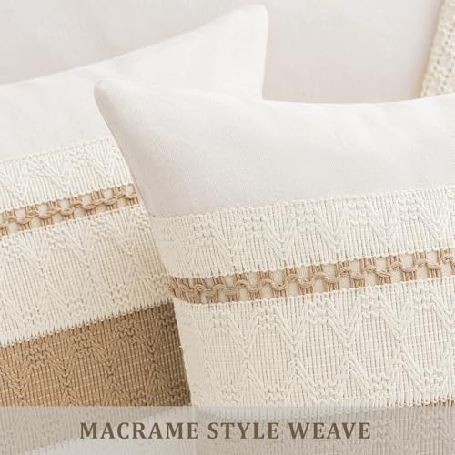 Laolitou Decorative Lumbar Pillow Covers 20×12 Pack of 2, Boho Cotton Linen Soft Cozy Neutral Throw Pillow Cases for Livin...