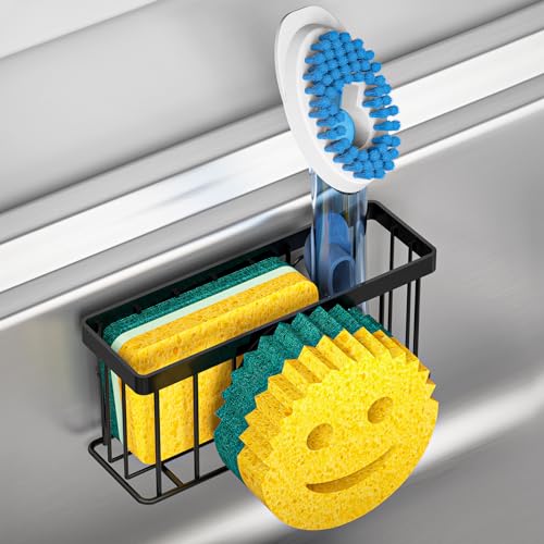 MURLONG Sponge Holder Smiley Face, Sink Caddy for kitchen Sink, Kitchen Organizer Sponge Holder with 2 PCS Suction Cups/1 ...