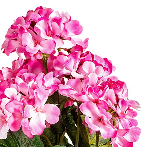 Vickerman Everyday Artificial Pink Geranium Bush 19.5" Long - Premium Faux Floral Decor for Wedding or Everyday Arrangemen...
