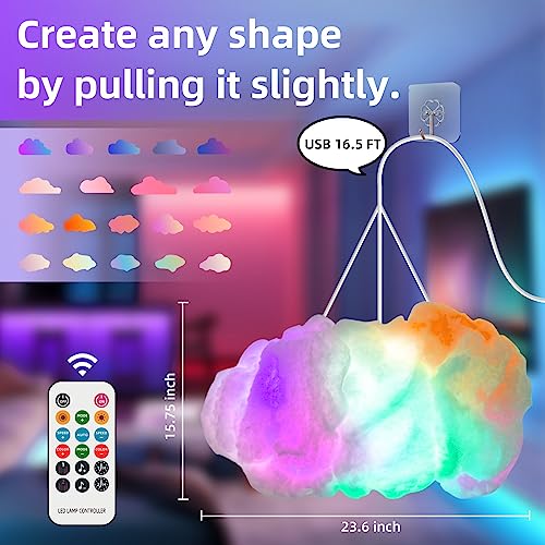 Cloud LED Lights for Bedroom - DIY Aesthetic Mood Light, Music Sync App Control Wall Light, 3D Ceiling Lamp Color Changing...