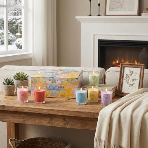 Scented Candles Gift Set for Women, 6 Pack Natural Soy Wax Aromatherapy Candles for Home, Glass Jar Stress Relief Candles ...