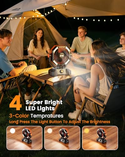 Skytoo Camping Fan, 20000mAh Battery Powered Fan with LED Lantern, Rechargeable Battery Operated Oscillating with Remote H...