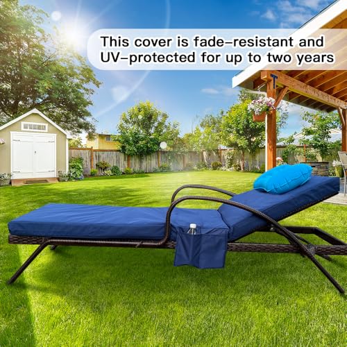 Replacement Covers for Outdoor Chaise Lounge Cushions, 80 x 26 x 3 Inch Patio Lounge Chair Cushion Covers–Waterproof, Fad...