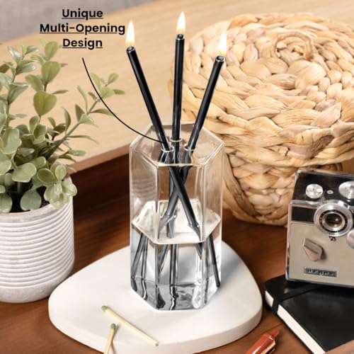 Craftmont Refillable Candle Set - Unscented Paraffin Oil Candles Set with Metal Candlesticks, Glass Vase & Steel Funnel - ...
