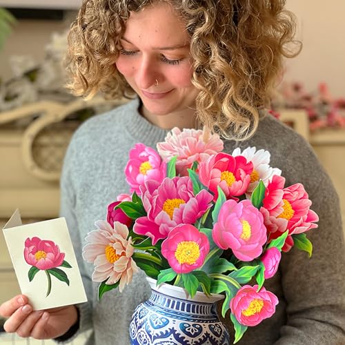 Freshcut Paper Peony Paradise 13 Inch Life-Sized 3D Pop Up Card – Birthday, Mothers Day, Thank You, Gifts for Mom and Her...