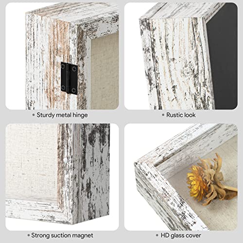 Califortree 8x10 Shadow Box Frame with Linen Back - Real Glass, Push Pins Included, Sturdy Rustic Memory Display Case, Fit...
