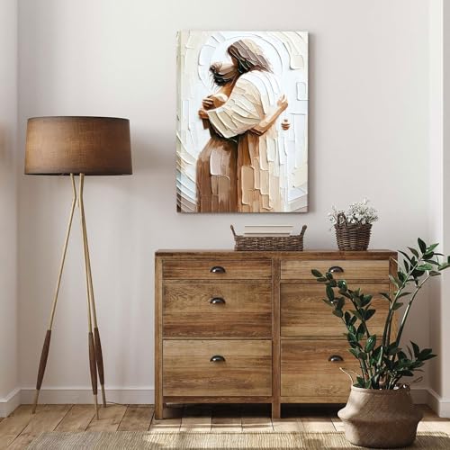Jesus Embracing Woman Canvas Wall Art, Safe in His Arms Pictures Canvas Print Posters Wall Decor, Christian Wall Art Home ...
