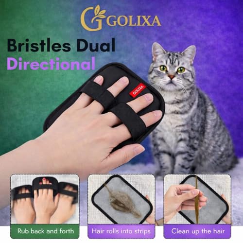 GOLIXA 4 Pack Pet Hair Removal Glove for Dogs & Cats, 4 Designs Electrostatic Magic Brush Pet Hair Remover, Reusable Dog H...