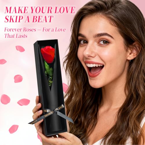 Leebean Single Forever Roses Luxury Gift for Women/Men, Birthday Gifts for Women,Flowers Gifts for Girlfriend,Wife,Mom,Ann...