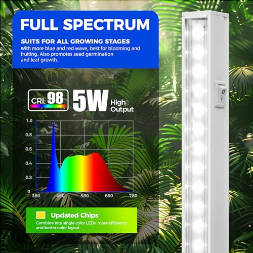 Barrina T5 Grow Lights for Indoor Plants, 5000K Full Spectrum, 1FT LED Growing Lamp, Plant Light Strip, for Seed Starting,...