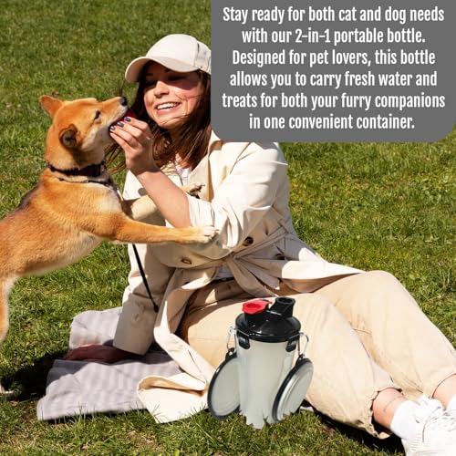 Dog Travel Water Bottle W/Collapsible Bowls - Portable 2 in 1 Leakproof Pet Water Bottle Food Container Ideal for Travel, ...