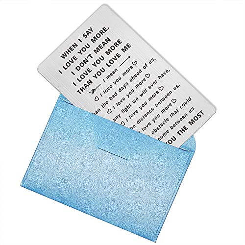 TANWIH When I Say I Love You More Wallet Card, Romantic Valentines Day Cards, I Love You Gifts for Him Her, Valentines Gif...