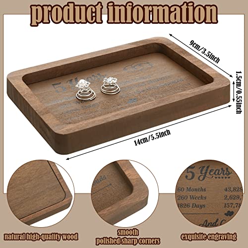 Gerrii 5 Year Wooden Engraved Rectangle Tray Small Jewelry Dish 5th Wedding Anniversary Wood Gifts for Him or Her Husband ...