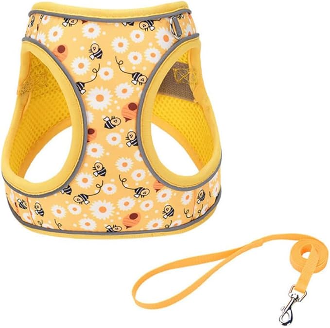 Step in Dog Harness and Leash Set, Flower Adjustable Easy Walk Puppy Harnesses, Soft Mesh Pet Vest Harness Small Size Dog ...